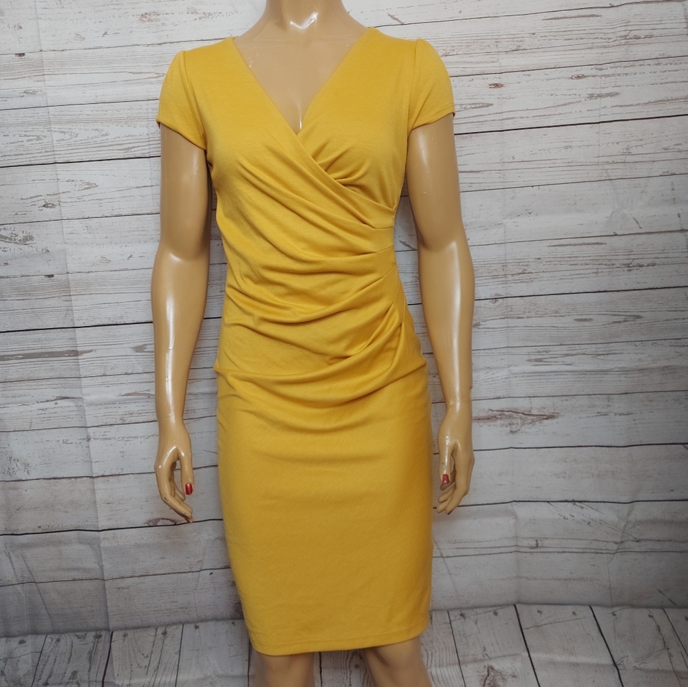 Auline Collection VNeck Ruched Wrap Look Dress - Picture 12 of 15
